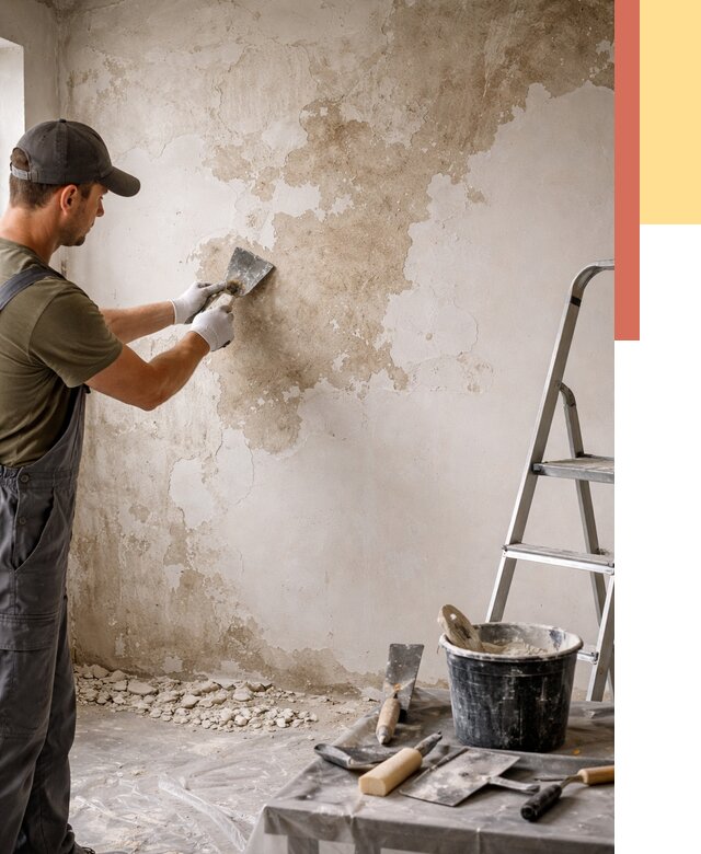 Снятие старой шпаклевки в Кулебаках от 1907 руб. — быстро и недорого | ОТДЕЛОЧНИК-Клб