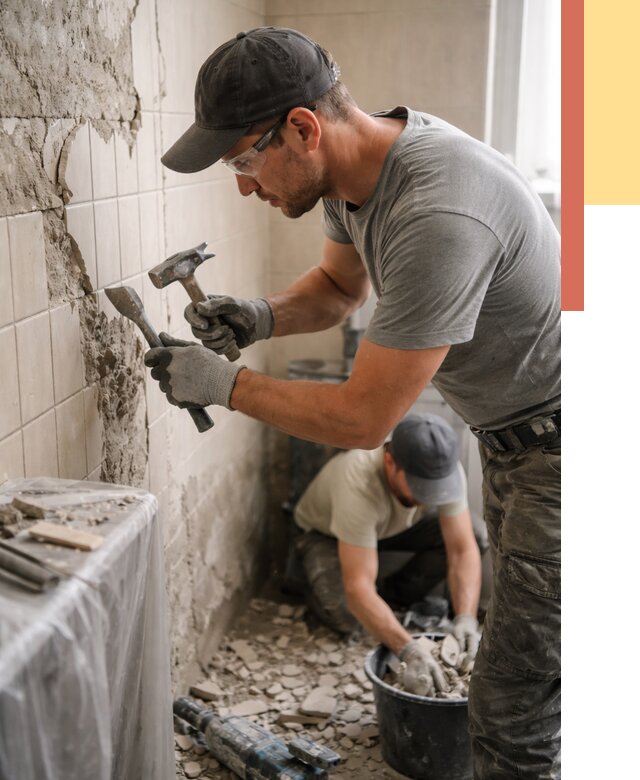 Демонтаж плитки со стен в Кулебаках от 876 руб. — быстро и недорого | ОТДЕЛОЧНИК-Клб