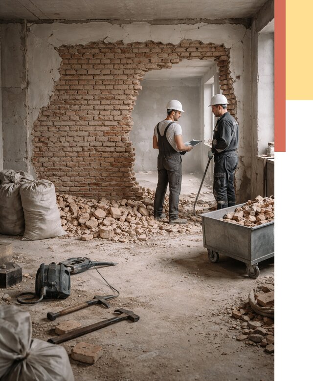 Демонтаж кирпичных стен в Кулебаках от 4329 руб. — быстро, недорого, под ключ | ОТДЕЛОЧНИК-Клб