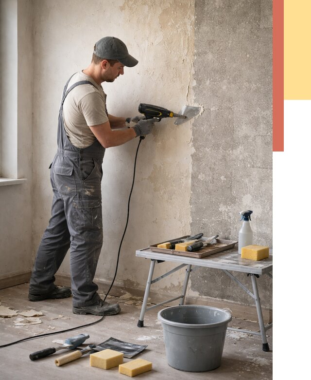 Очистка стен от клея в Кулебаках от 1907 руб. — снятие и удаление клея со стен | ОТДЕЛОЧНИК-Клб