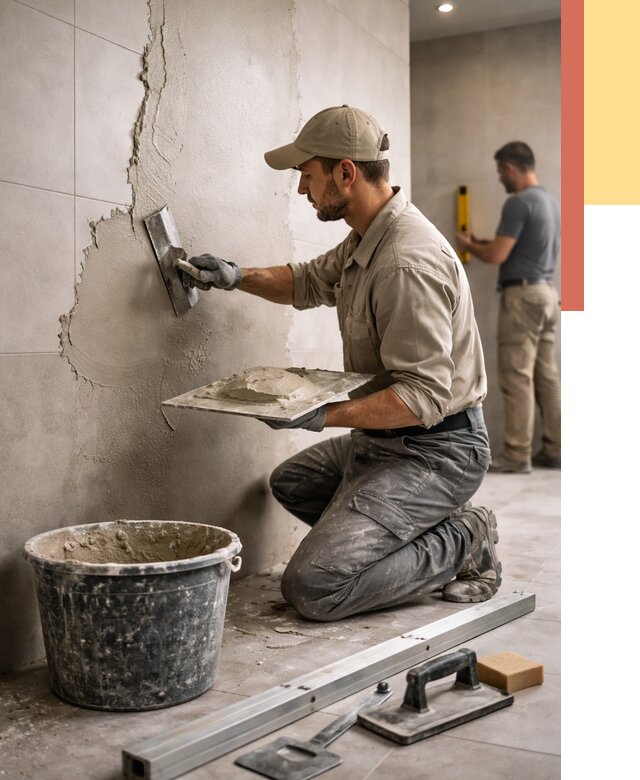 Штукатурка стен в ванной в Кулебаках от 4638 руб./м² — выравнивание под ключ | ОТДЕЛОЧНИК-Клб