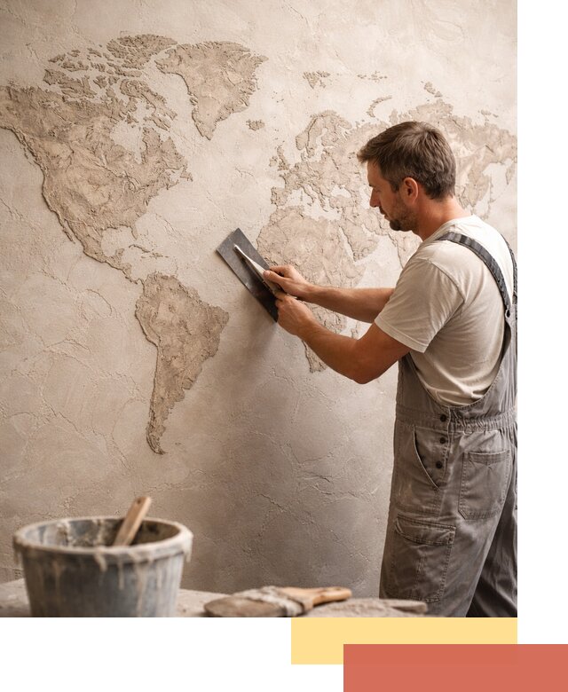 Декоративная штукатурка «Карта мира» под ключ в Кулебаках
