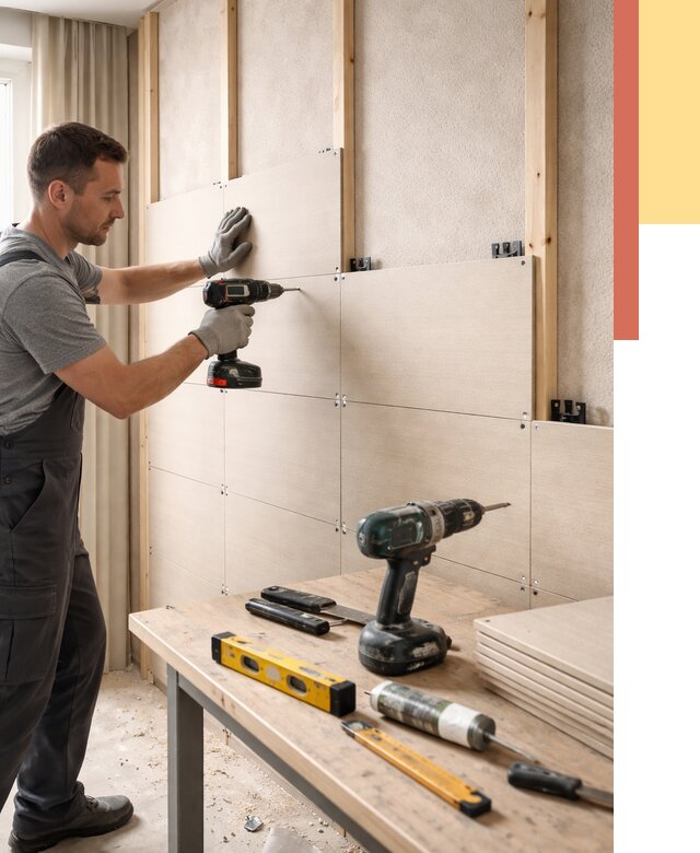 Монтаж МДФ панелей на стены в Кулебаках от 1288 руб. под ключ | ОТДЕЛОЧНИК-Клб