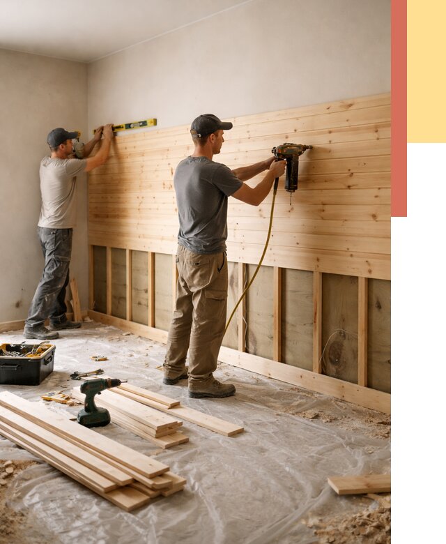 Монтаж деревянной вагонки на стены в Кулебаках от 7730 руб. | Услуги монтажа вагонки | ОТДЕЛОЧНИК-Клб