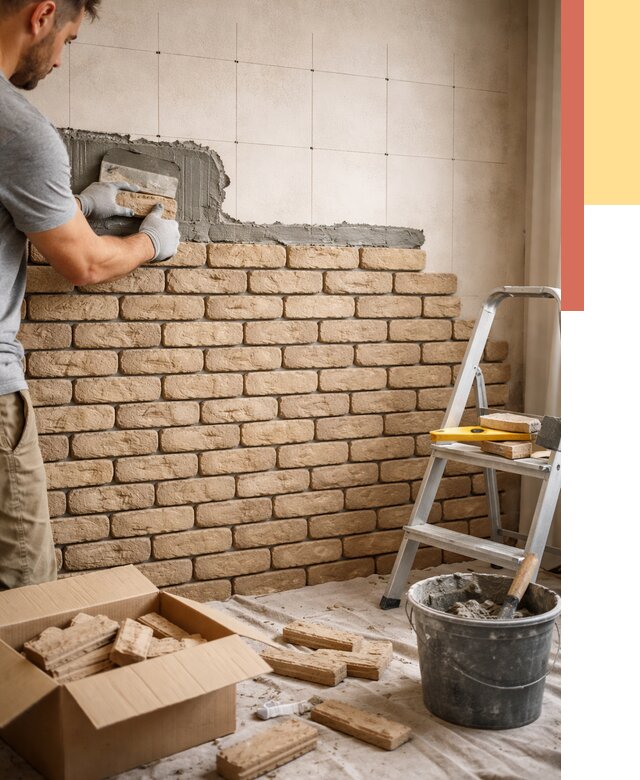 Монтаж декоративного кирпича в Кулебаках от 3298 руб./м² — быстро и недорого | ОТДЕЛОЧНИК-Клб