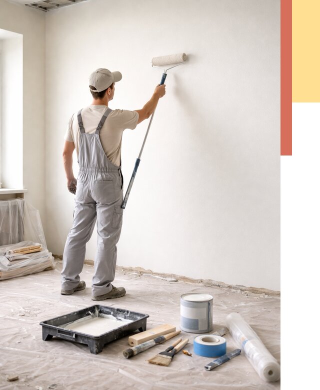 Покраска стен водоэмульсионной краской в Кулебаках от 464 руб. за м² | ОТДЕЛОЧНИК-Клб