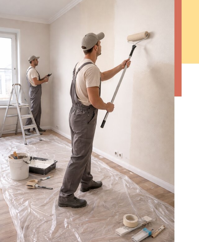 Покраска стен акриловой краской в Кулебаках от 3607 руб./м² — быстро и недорого | ОТДЕЛОЧНИК-Клб