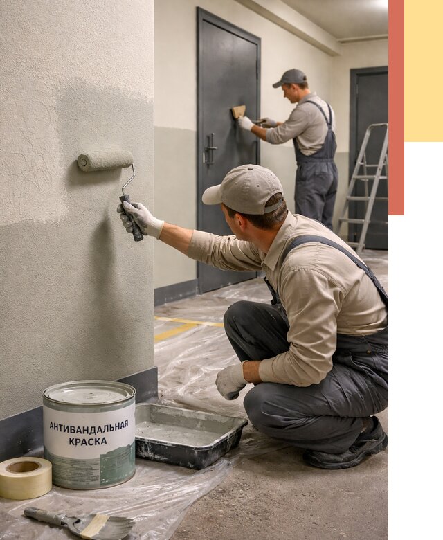 Покраска стен антивандальной краской в Кулебаках от 4638 руб./м² под ключ | ОТДЕЛОЧНИК-Клб