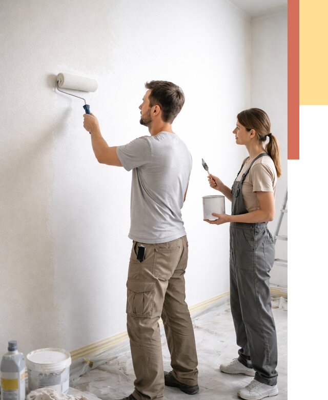 Окраска стен по стеклохолсту в Кулебаках от 4638 руб/м² под ключ | ОТДЕЛОЧНИК-Клб