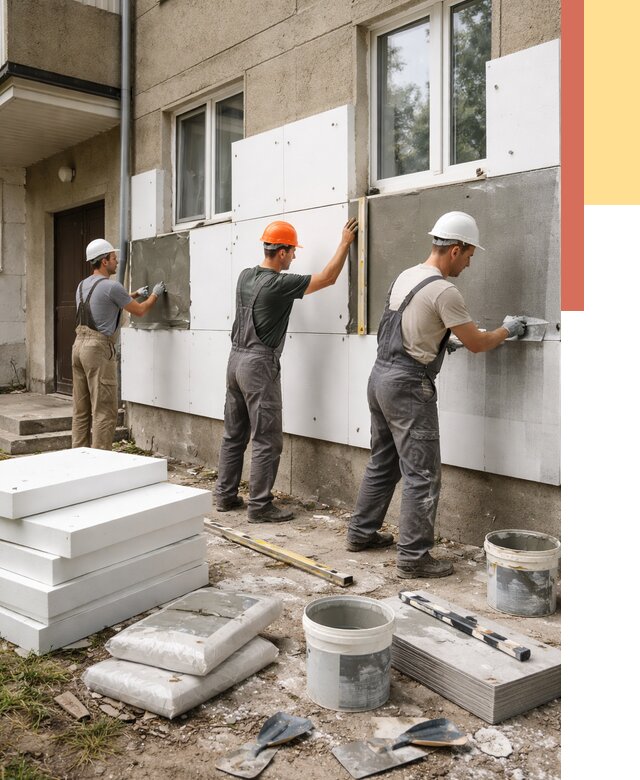 Утепление стен пенопластом в Кулебаках от 1804 руб. — недорого и под ключ | ОТДЕЛОЧНИК-Клб