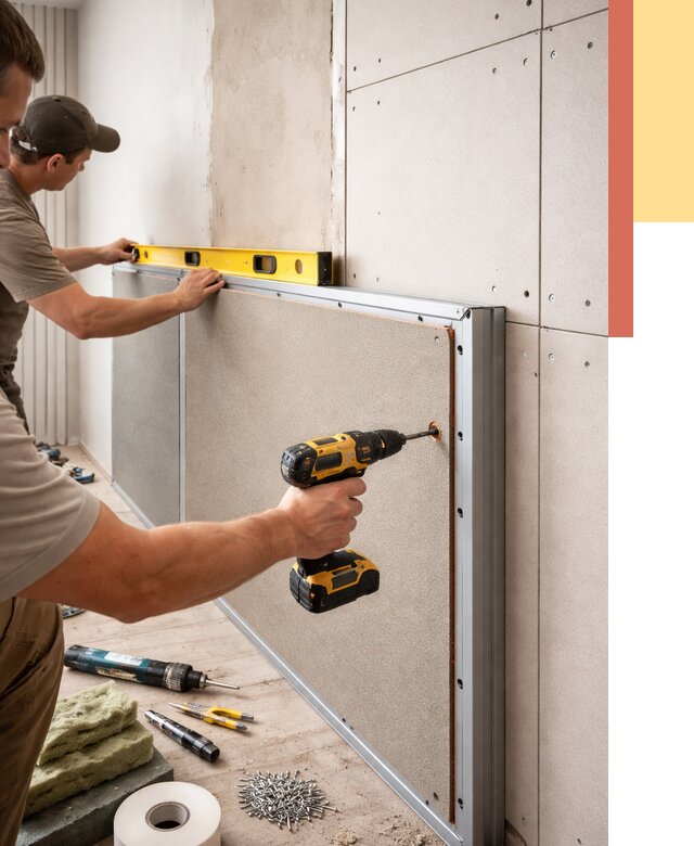 Шумоизоляция стен панелями ЗИПС в Кулебаках от 2267 руб./м² под ключ | ОТДЕЛОЧНИК-Клб