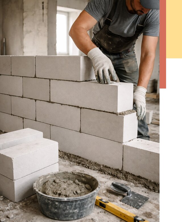 Кладка перегородок из силикатного блока в Кулебаках от 4122 руб. под ключ | ОТДЕЛОЧНИК-Клб