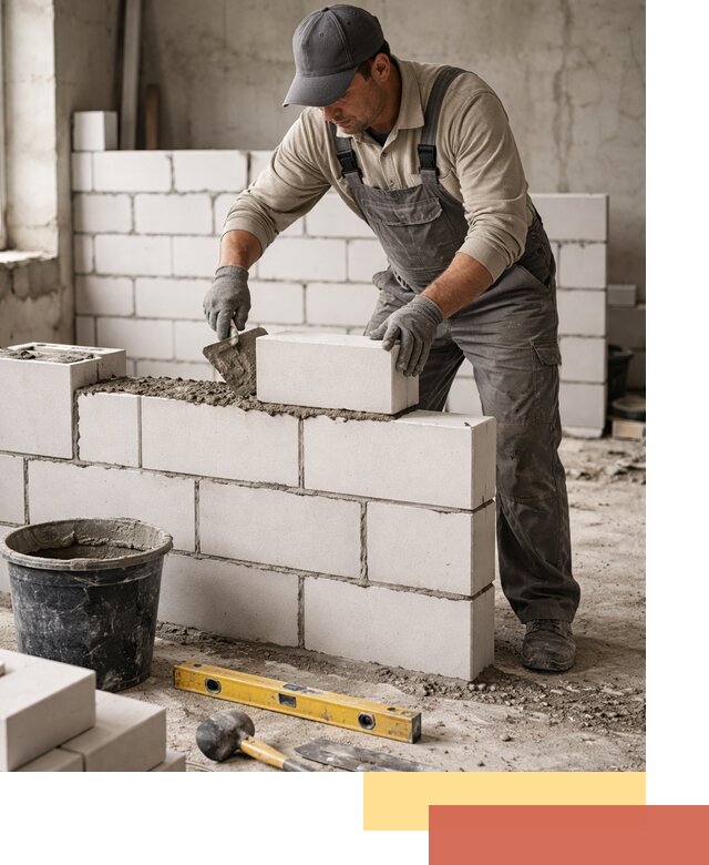 Кладка перегородок из силикатного блока в Кулебаках