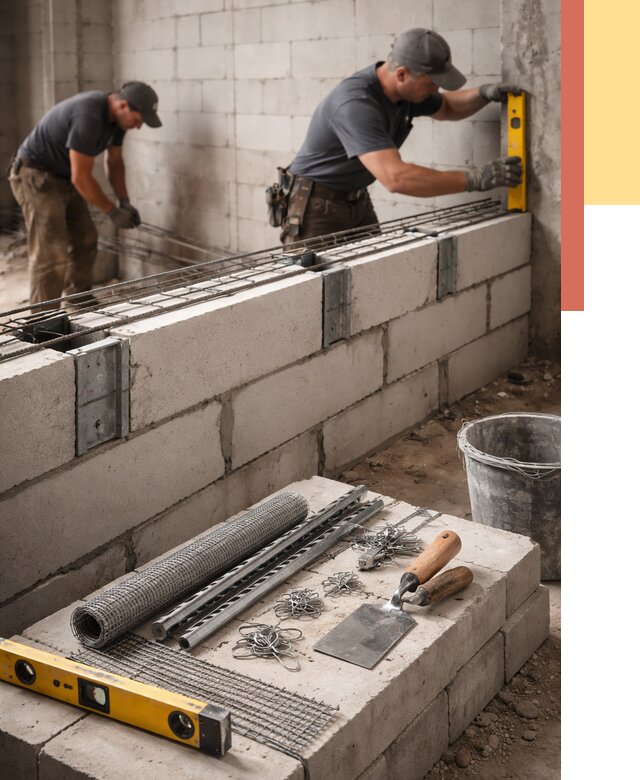 Армирование кладки перегородок в Кулебаках от 773 руб. под ключ | ОТДЕЛОЧНИК-Клб