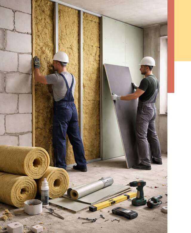 Шумоизоляция перегородок из блоков в Кулебаках от 1907 руб./м² — быстро и недорого | ОТДЕЛОЧНИК-Клб