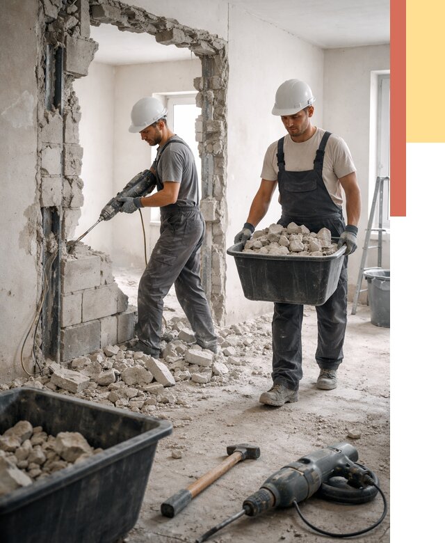 Демонтаж блоковых перегородок в Кулебаках от 3865 руб. — быстро и недорого | ОТДЕЛОЧНИК-Клб