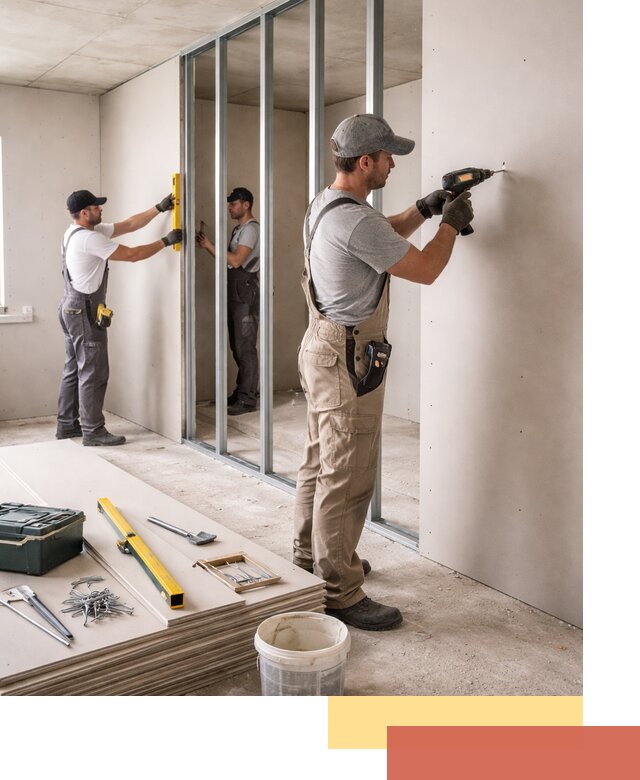 Однослойная перегородка из гипсокартона в Кулебаках под ключ, монтаж и отделка