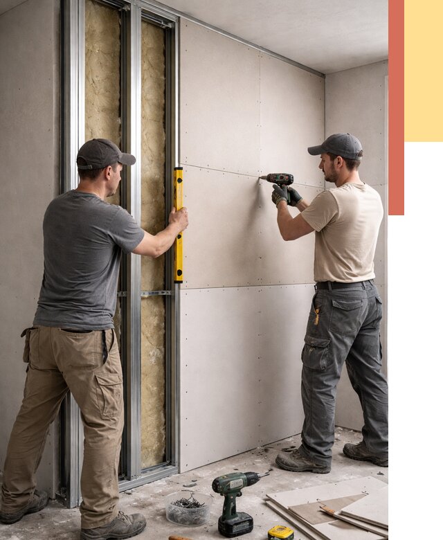 Монтаж двухслойной перегородки из гипсокартона в Кулебаках от 1494 руб. | ОТДЕЛОЧНИК-Клб