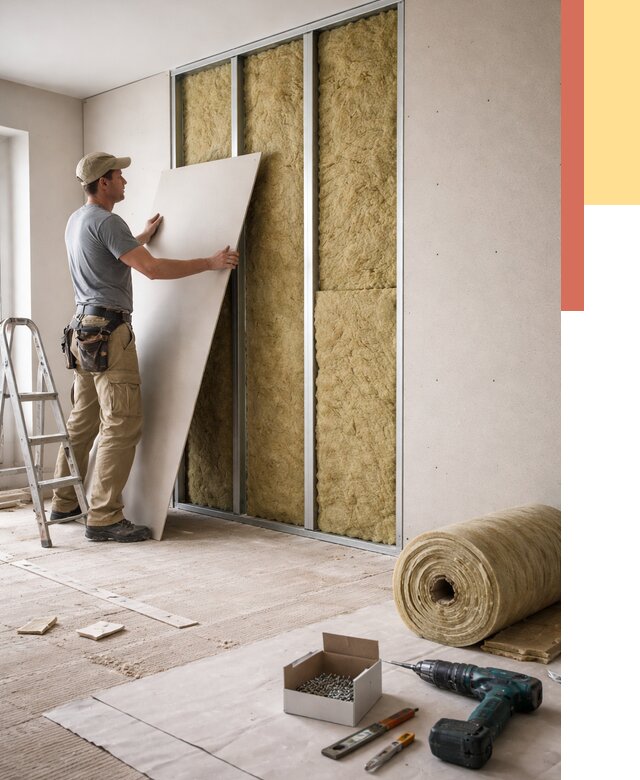 Перегородка из гипсокартона с шумоизоляцией в Кулебаках от 3215 руб. | ОТДЕЛОЧНИК-Клб