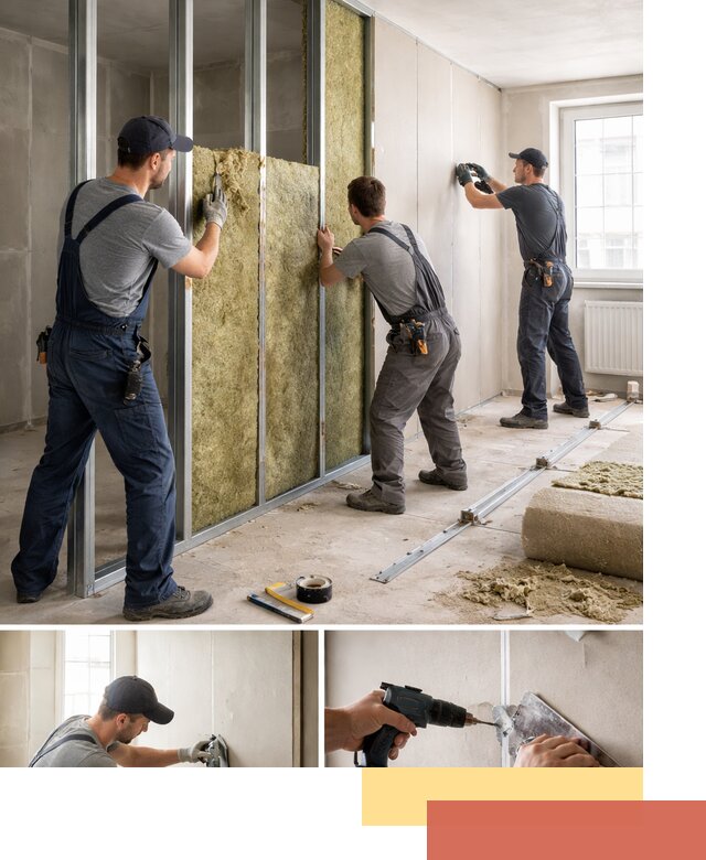 Перегородка из гипсокартона с шумоизоляцией в Кулебаках — монтаж под ключ