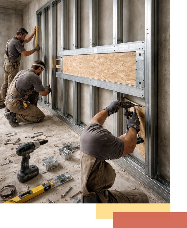 Усиленная перегородка для крепления тяжёлых конструкций в Кулебаках