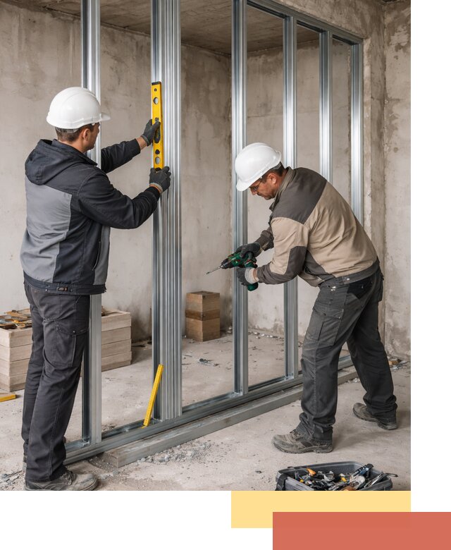 Монтаж каркаса перегородки из профиля в Кулебаках