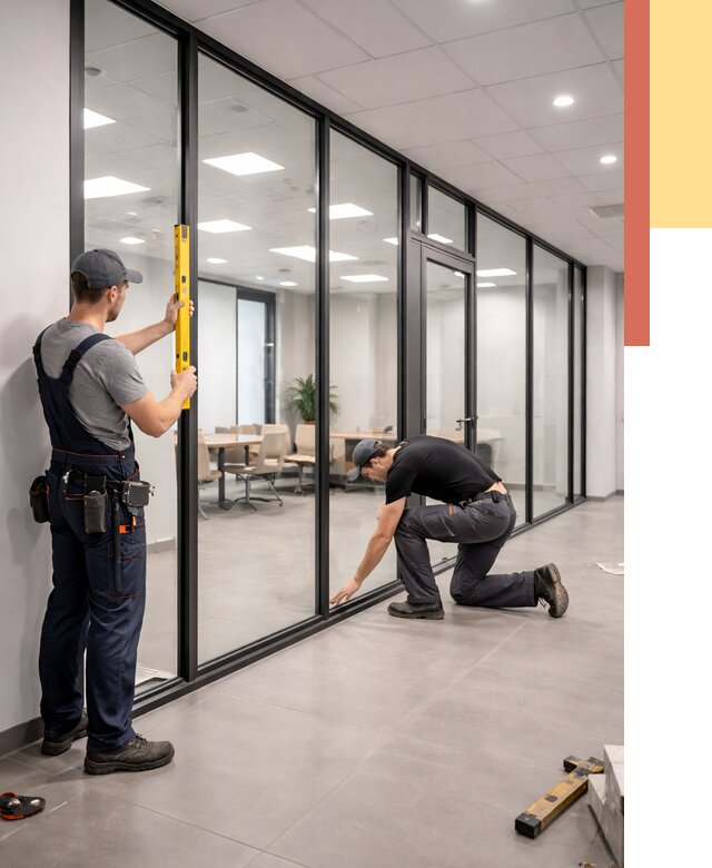 Каркасные стеклянные перегородки в Кулебаках под ключ от 9482 руб. | ОТДЕЛОЧНИК-Клб