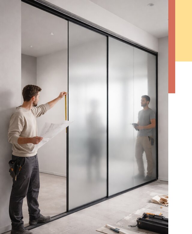 Матовые стеклянные перегородки в Кулебаках от 8760 руб. — монтаж и установка | ОТДЕЛОЧНИК-Клб