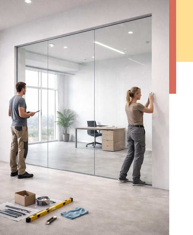 Перегородки из закаленного стекла в Кулебаках от 9791 руб. под ключ | ОТДЕЛОЧНИК-Клб