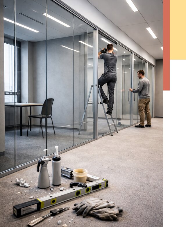 Стеклянные офисные перегородки в Кулебаках от 8760 руб. — монтаж и установка | ОТДЕЛОЧНИК-Клб