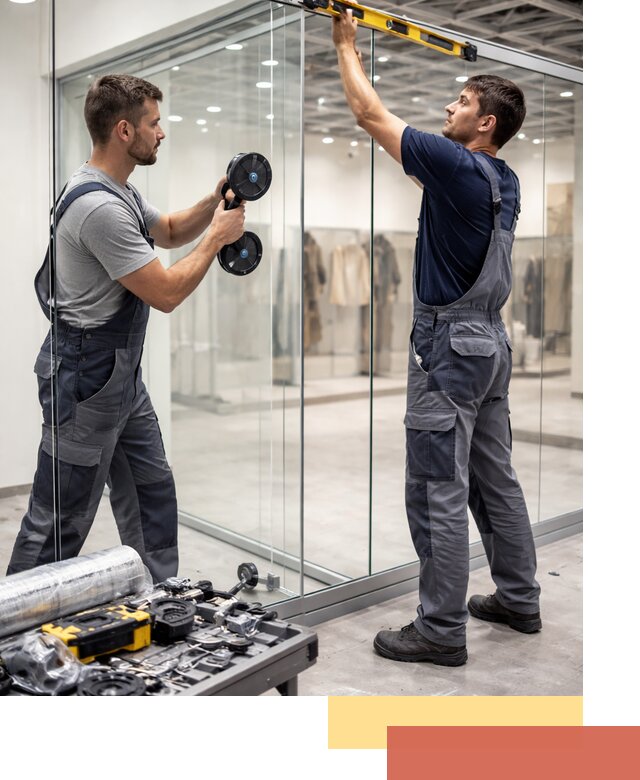 Стеклянные перегородки для магазинов в Кулебаках — монтаж и установка