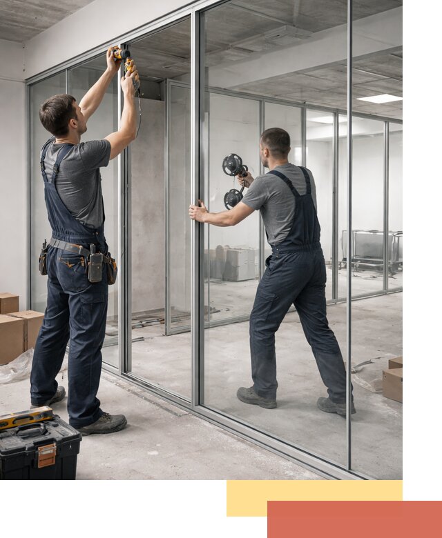 Алюминиевые перегородки со стеклом в Кулебаках — изготовление и монтаж