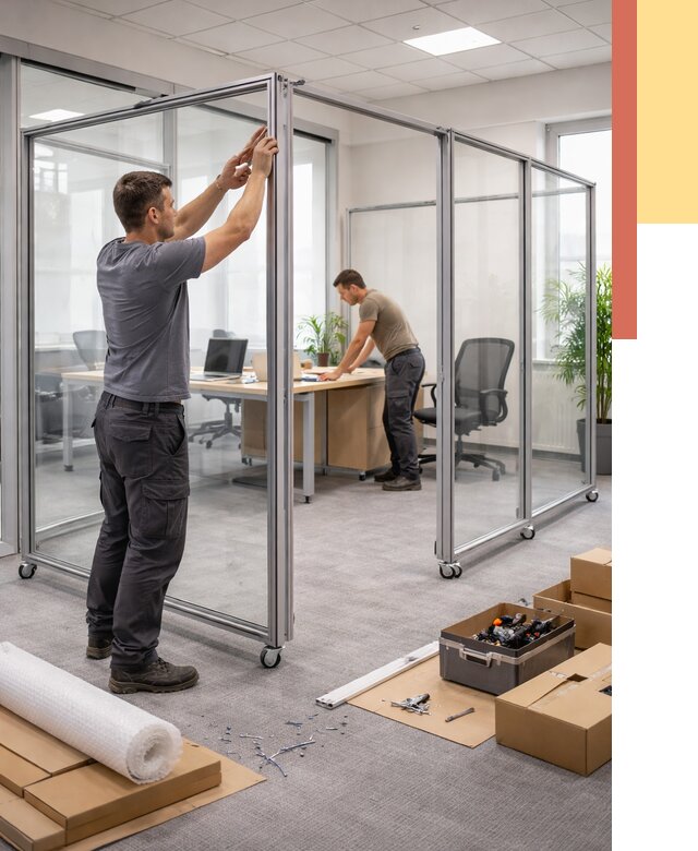 Мобильные офисные перегородки в Кулебаках от 12883 руб. — установка под ключ | ОТДЕЛОЧНИК-Клб