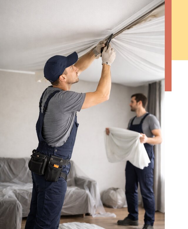 Демонтаж натяжного потолка в Кулебаках от 4638 руб. — снятие и разбор под ключ | ОТДЕЛОЧНИК-Клб