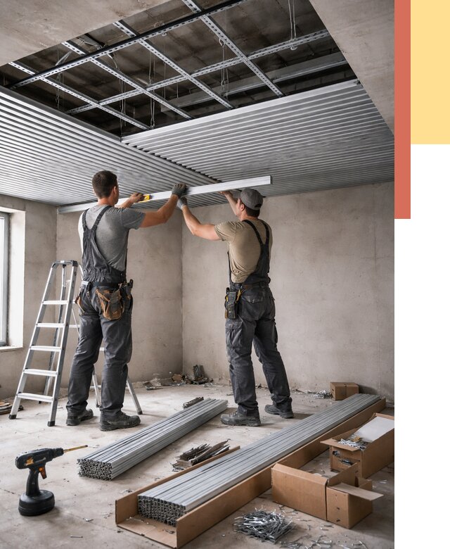 Монтаж реечного потолка в Кулебаках от 4638 руб. под ключ | ОТДЕЛОЧНИК-Клб