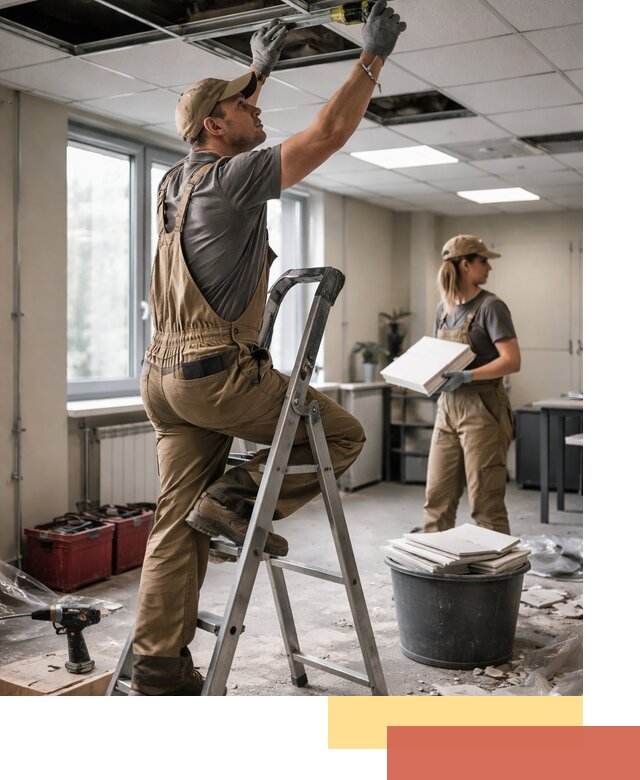 Ремонт потолка Армстронг и замена плит в Кулебаках