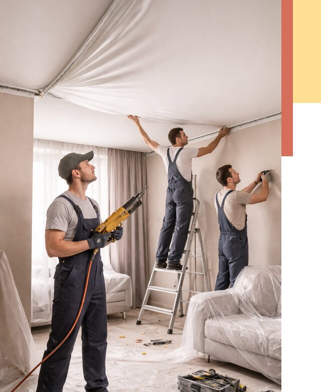 Установка натяжного потолка в Кулебаках от 4638 руб. | Быстро и недорого — ОТДЕЛОЧНИК-Клб