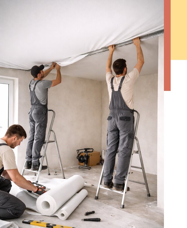 Монтаж тканевого натяжного потолка в Кулебаках от 3607 руб. под ключ | ОТДЕЛОЧНИК-Клб