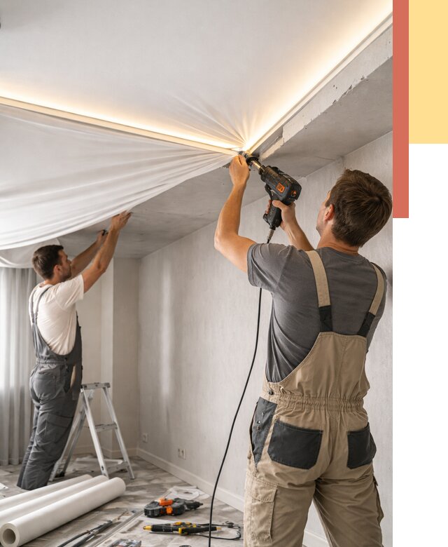 Монтаж натяжного потолка с подсветкой в Кулебаках от 979 руб. | ОТДЕЛОЧНИК-Клб