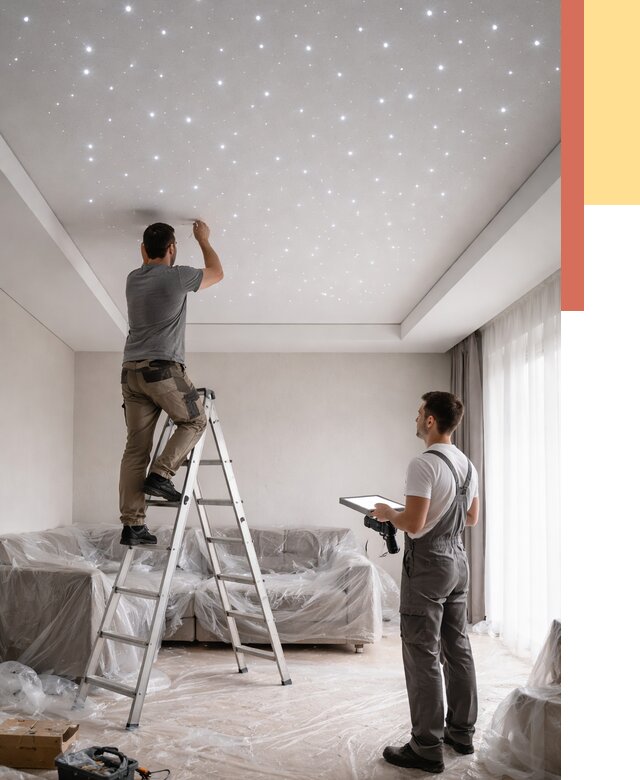 Монтаж натяжного потолка «звездное небо» в Кулебаках от 6699 руб. | ОТДЕЛОЧНИК-Клб