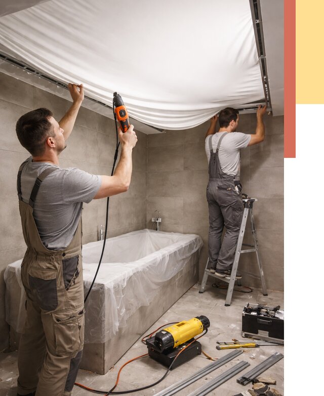 Монтаж натяжного потолка в ванной в Кулебаках от 1237 руб. под ключ | ОТДЕЛОЧНИК-Клб