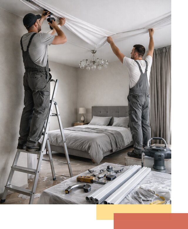 Монтаж натяжного потолка в спальне в Кулебаках