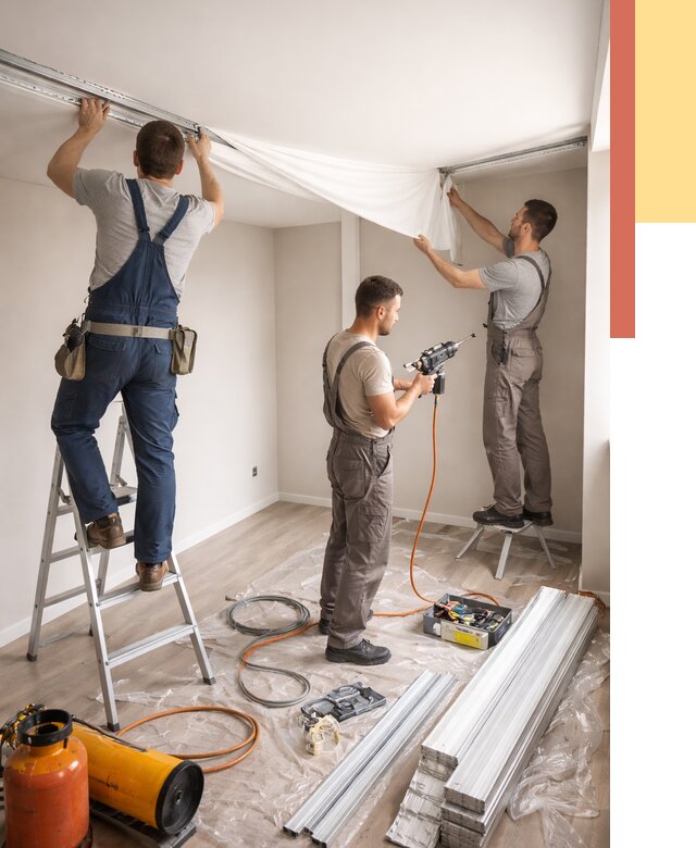 Монтаж натяжного потолка в студии в Кулебаках от 5668 руб. — быстро и недорого | ОТДЕЛОЧНИК-Клб