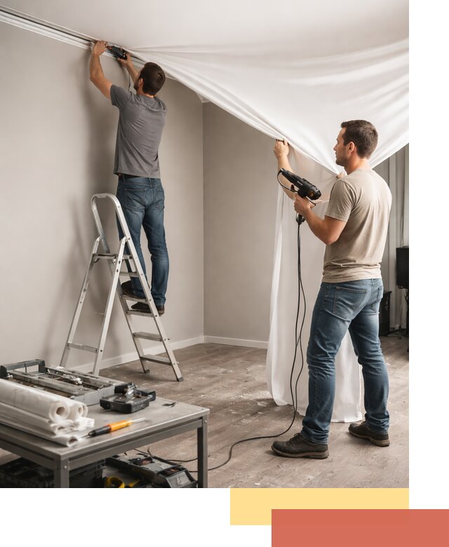 Монтаж натяжного потолка в студии в Кулебаках