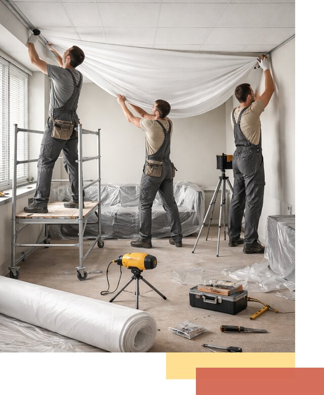 Монтаж натяжного потолка в офисе в Кулебаках