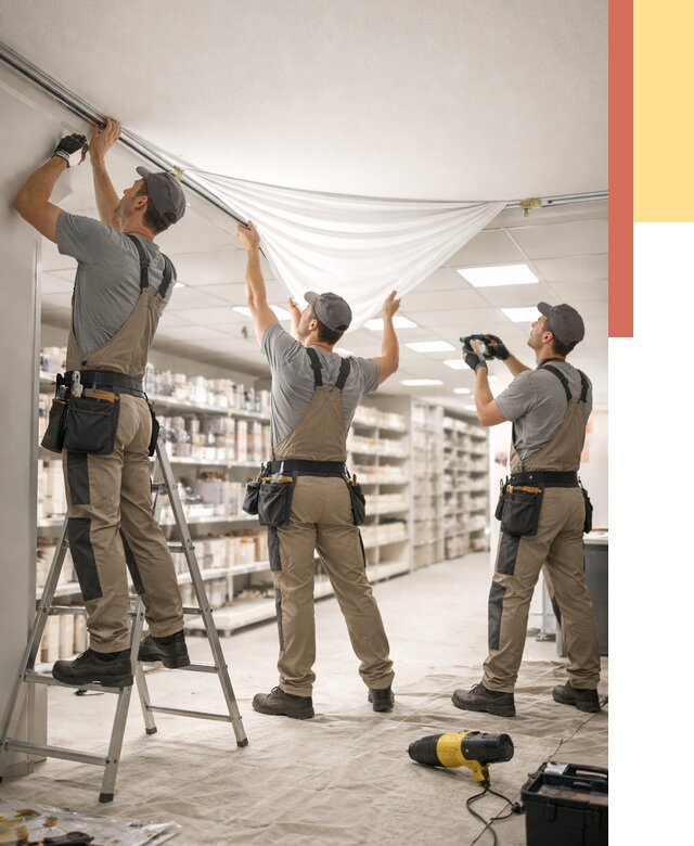 Монтаж натяжного потолка в магазине в Кулебаках от 4638 руб. быстро и недорого | ОТДЕЛОЧНИК-Клб
