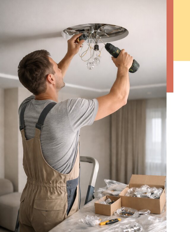 Установка люстры в натяжной потолок в Кулебаках от 1237 руб. | Быстро и недорого — ОТДЕЛОЧНИК-Клб