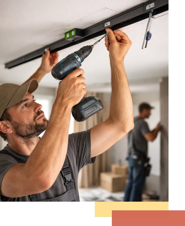 Установка трековых светильников в натяжной потолок в Кулебаках