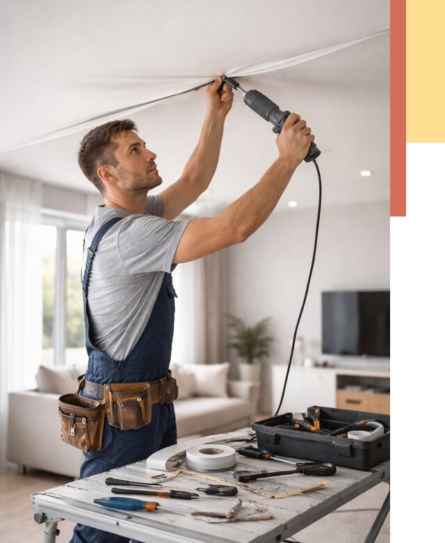 Ремонт натяжных потолков в Кулебаках от 9791 руб. под ключ — ОТДЕЛОЧНИК-Клб