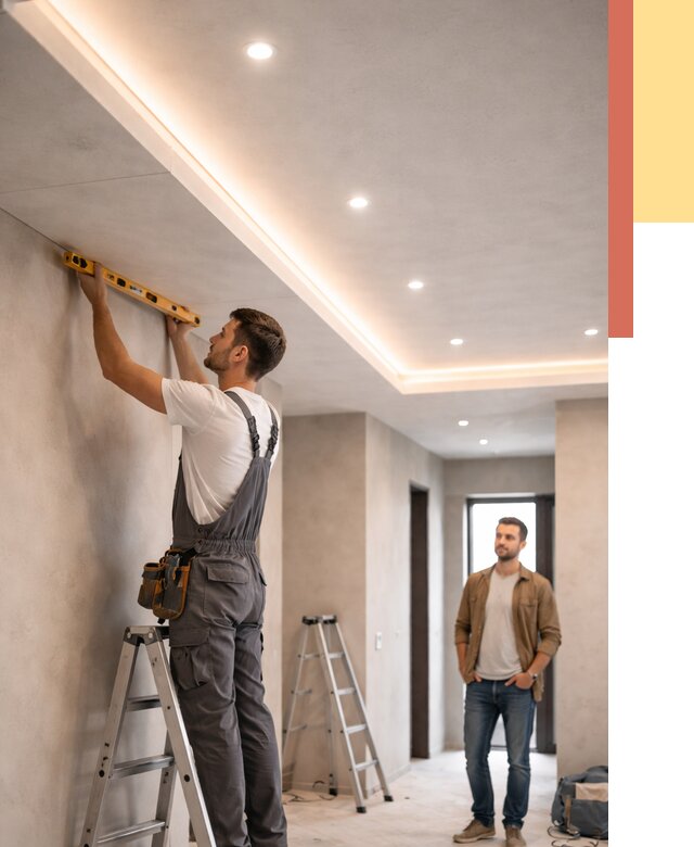 Потолок из гипсокартона с подсветкой в Кулебаках от 773 руб./м2 под ключ | ОТДЕЛОЧНИК-Клб